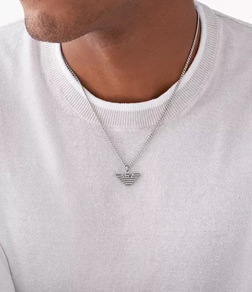 ArmaniStainlessSteelPendantNecklaceEGS2916040neck