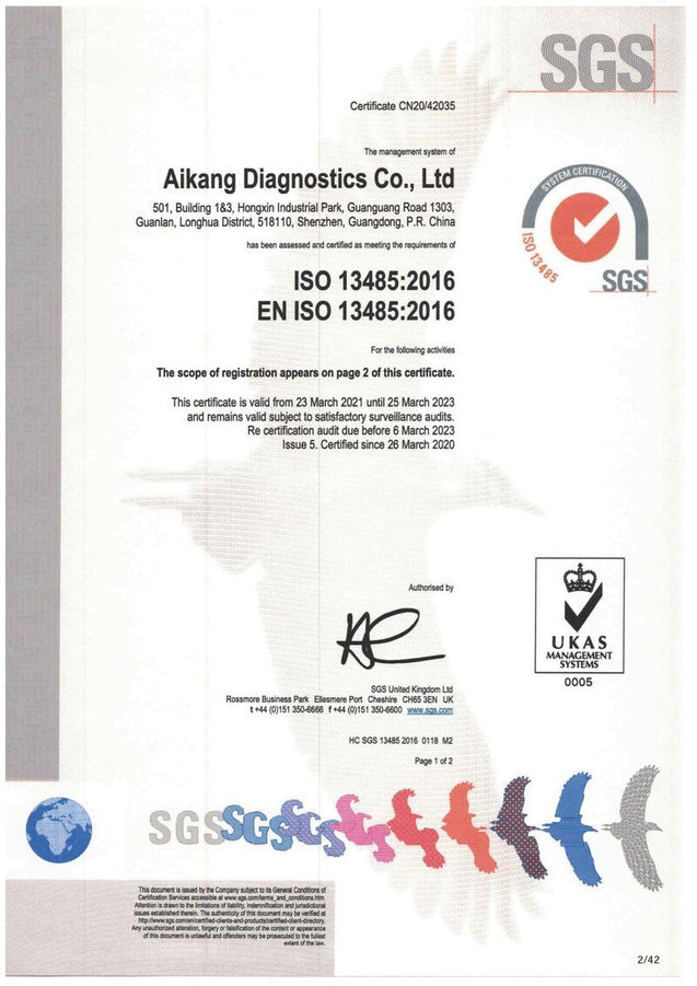 AIKANG COVID-19 Antigen Test Kit Packaging ISO Cert