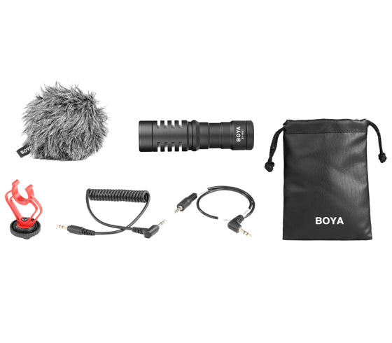 GadgetiCloud BOYA BY-MM1 Cardioid Microphone on-camera microphone compact application mobile phone smartphones with stand package