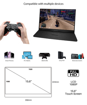 Lexuma Portable Monitor 15.6" Touch 1920x1080 XScreen IPS Ultra Slim Type-C HDMI 1080P Full HD USB Powered - GadgetiCloud