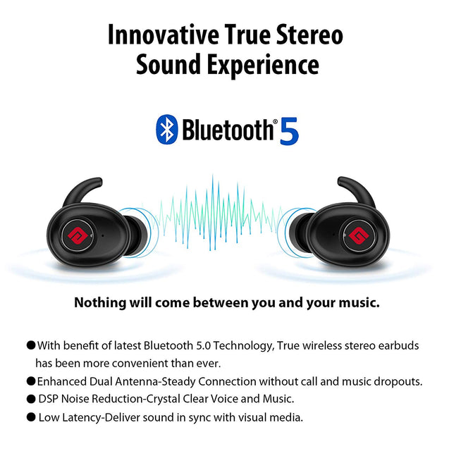 Geekee True Wireless In-Ear Bluetooth IPX5 Sports Earbuds [With Charging Case] - GadgetiCloud