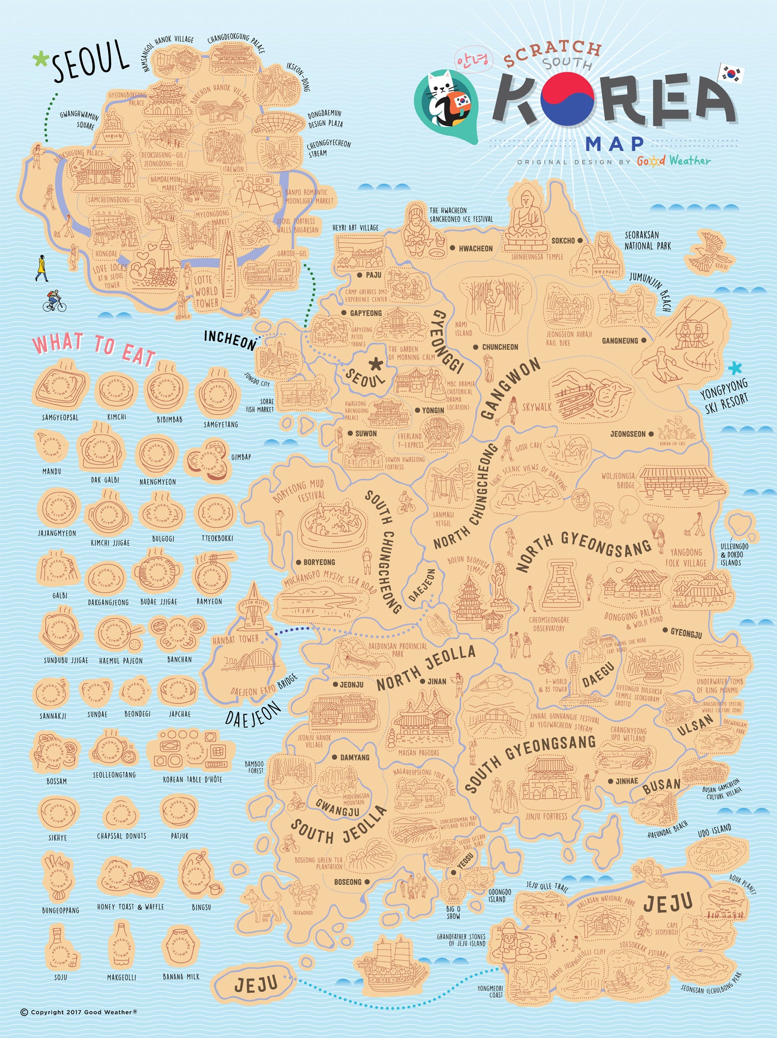Korea Scratch Travel Map - Travel to Korea - GadgetiCloud
