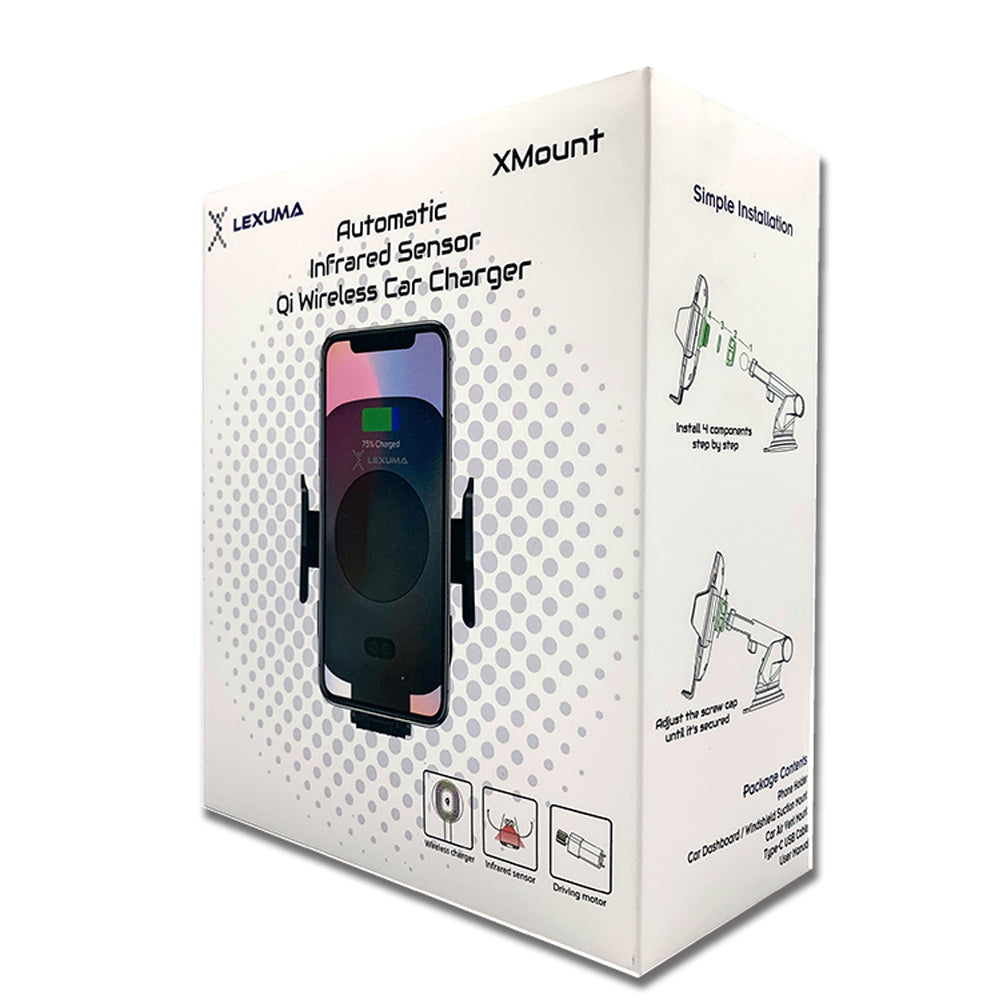 Lexuma XMount Automatic Infrared Sensor Qi Wireless Car Charger Mount - GadgetiCloud