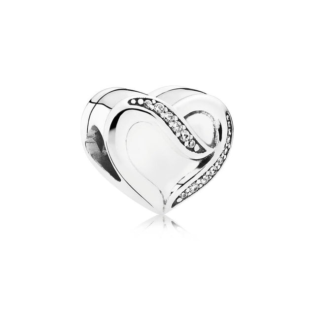 Pandora Heart silver charm with clear cubic zirconia #791816CZ