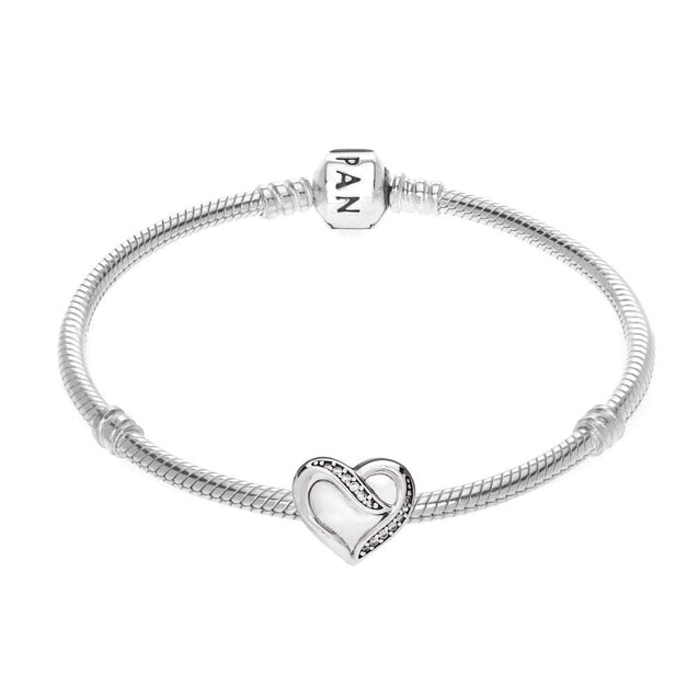 Pandora Heart silver charm with clear cubic zirconia #791816CZ