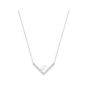 SWAROVSKI Edify Clear Crystal & Pearl Rhodium Small Necklace #5213361