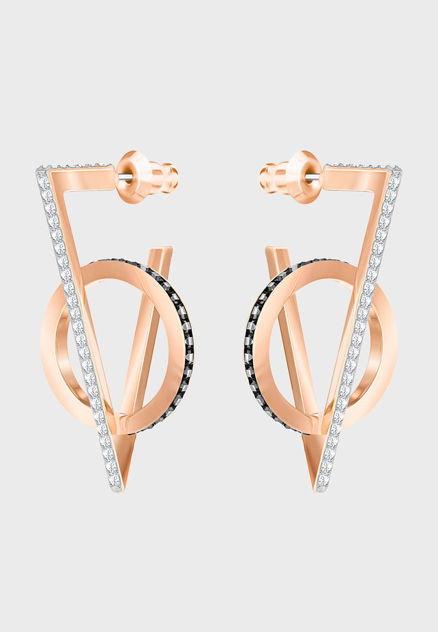 SWAROVSKI Hero Triangle Pierced Earrings - Gray - Rose Gold Plating #5354757
