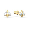 SWAROVSKI Eternal Flower earrings Bee - White & Gold-tone plated #5518143