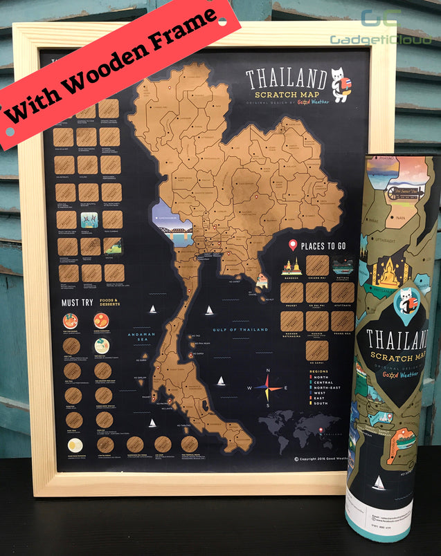 Thailand Scratch Travel Map with Frame - GadgetiCloud