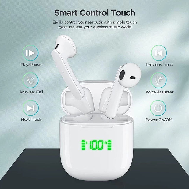 Wireless earbuds, Bluetooth 5.0 LED Power Display TWS earphones [with wireless charging case & Type-C Fast Charge]